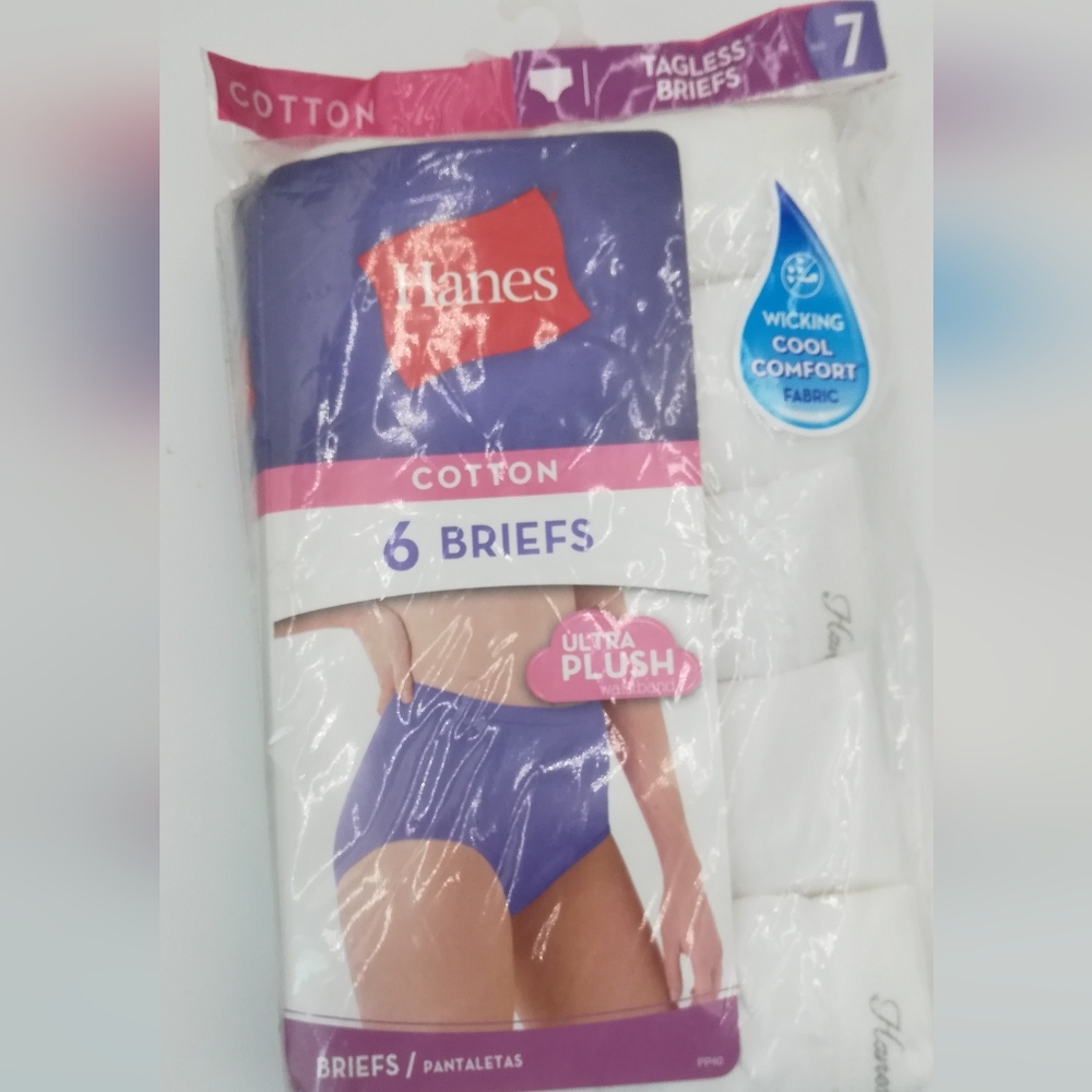 Hanes Girls Cotton Briefs - Purple and White (6 Pack)